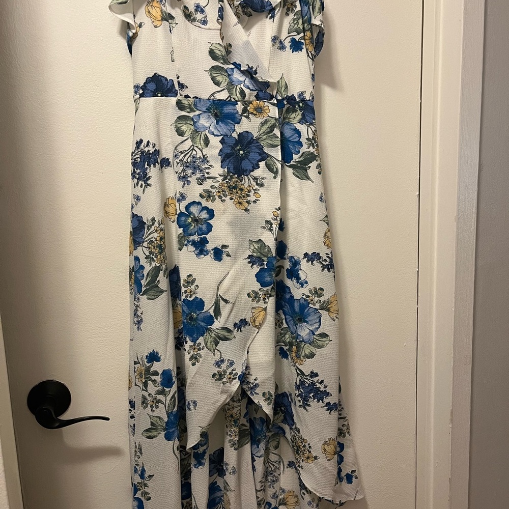 by & by Blue Strapless Sundress Wedding Guest